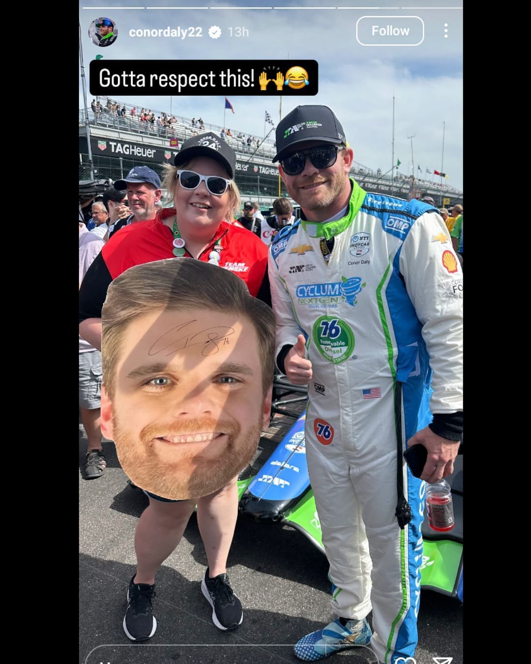 Screenshot of Conor Daly's Instagram story via @conordaly22